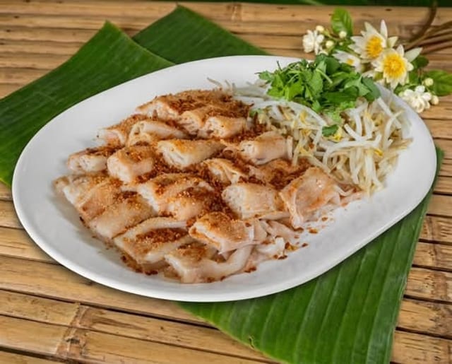 Steamed Rice Paper with Dried Minced Shrimp (Bánh Cuốn Tôm Cháy).