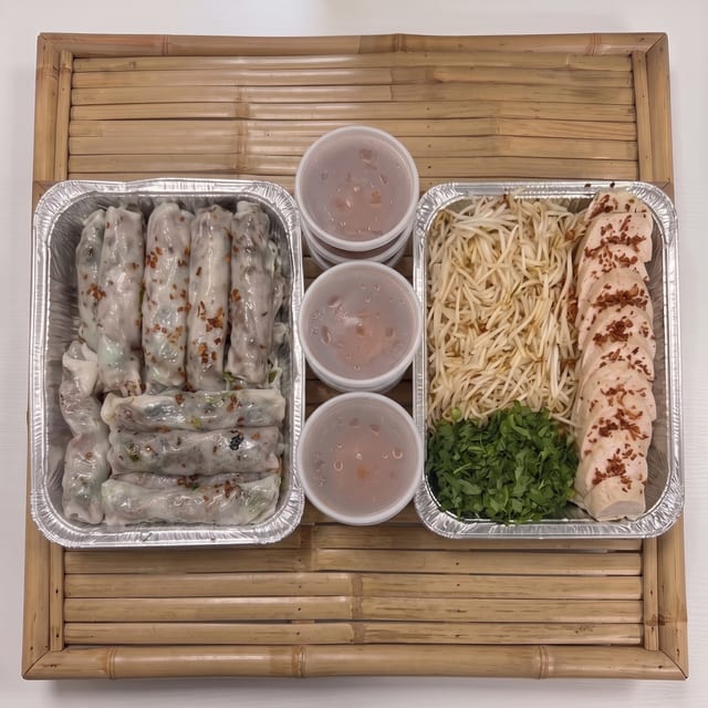 Steam rice paper with BBQ pork (Bánh Cuốn Thịt Nướng).