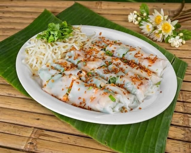 Steamed Rice Paper with BBQ Shrimp (Bánh Cuốn Tôm Nướng).